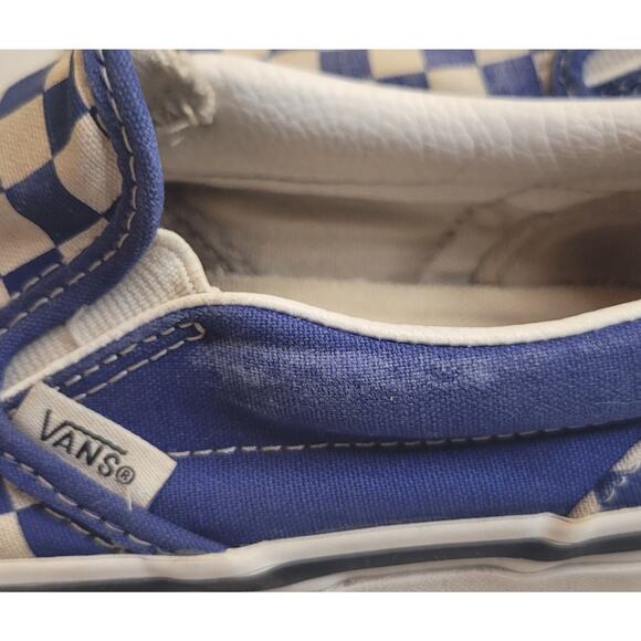 VANS Slip-On Checkerboard Shoes Blue White Skate Size 3 Kids School Comfort - Picture 5 of 10